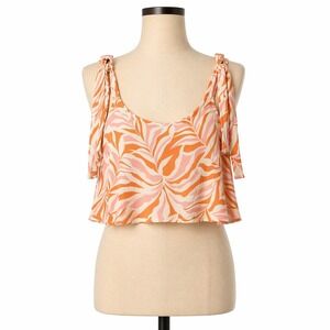 Tie Shoulder Tropical Crop Tank Size M Orange Beach Vacation Resort Festival